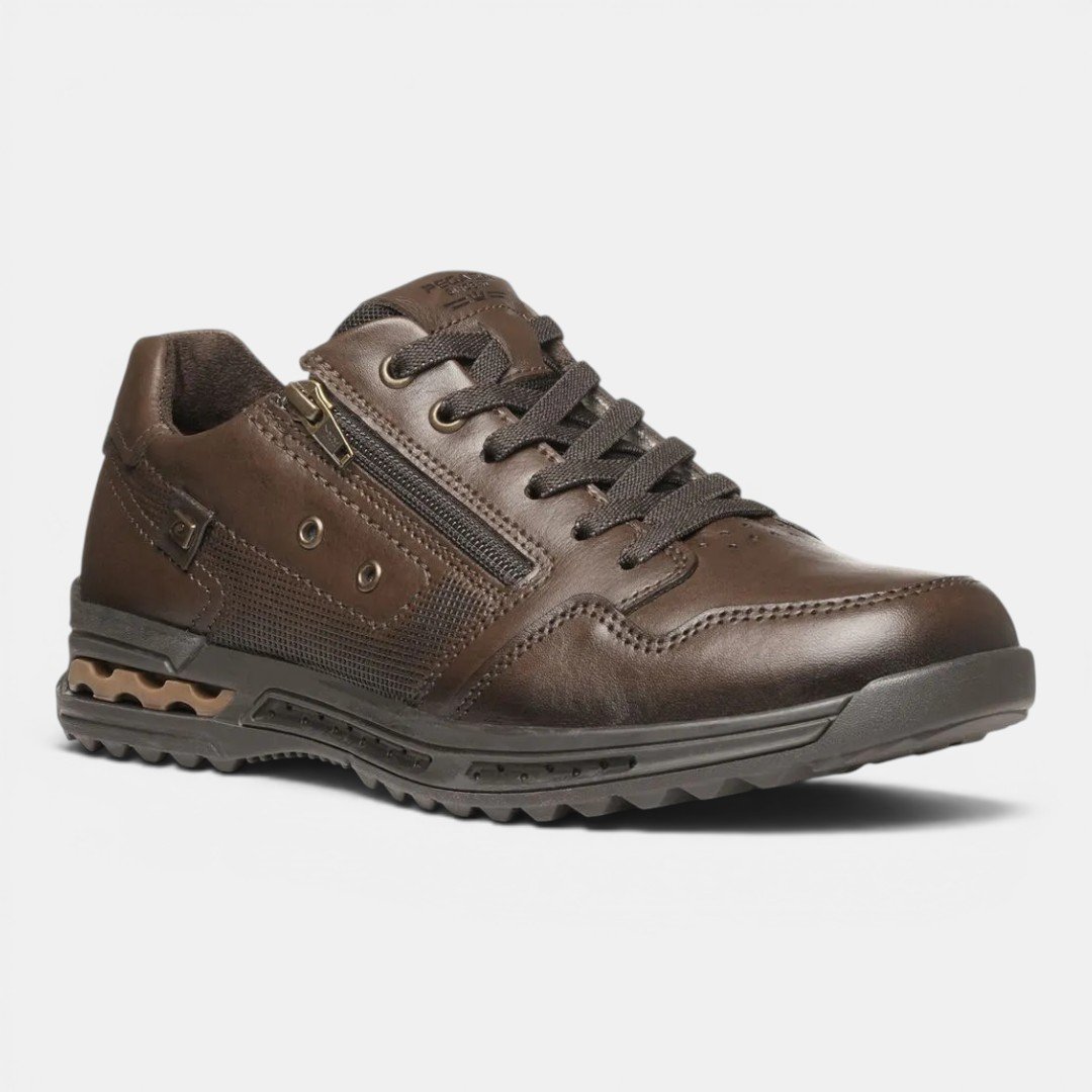 Tênis Casual Pegada Masculino Em Couro Marrom Marrom 2