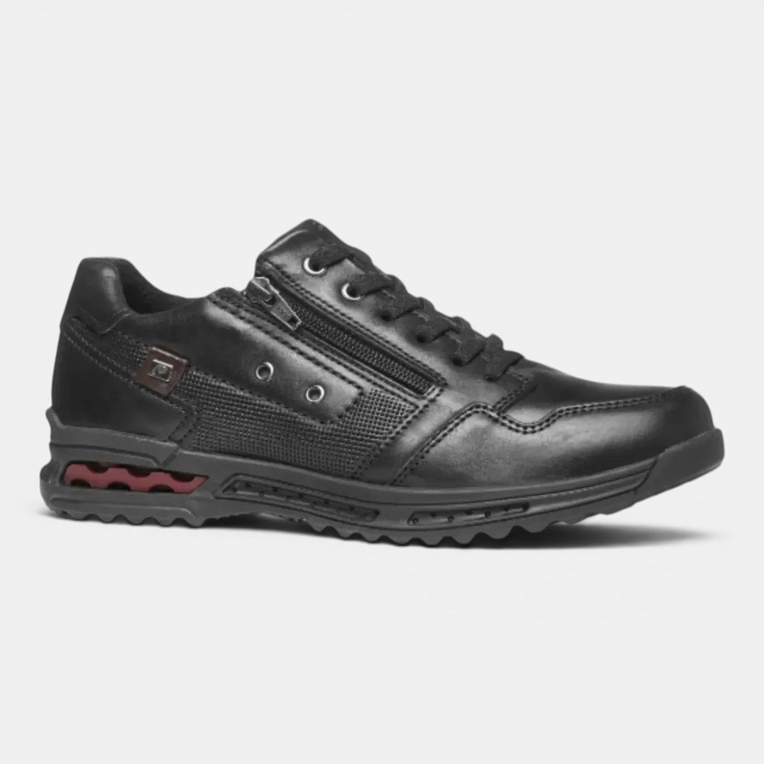 Tênis Casual Pegada Masculino Em Couro Preto