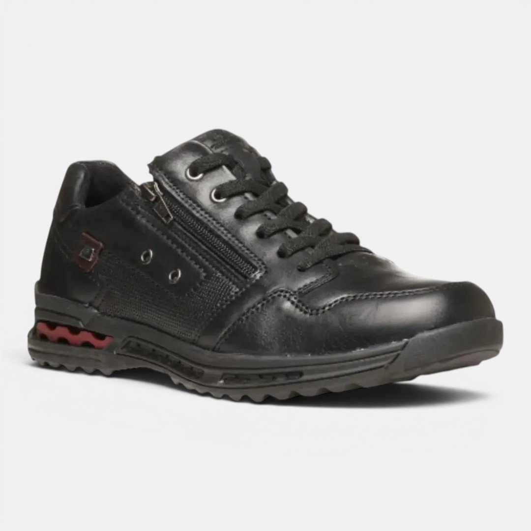Tênis Casual Pegada Masculino Em Couro Preto Preto 2