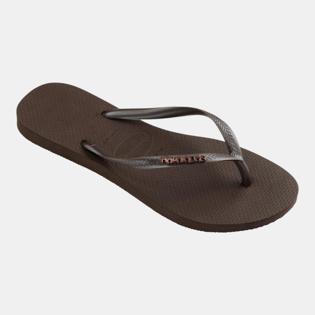 Chinelo Havaianas Slim Logo Metallic Marrom Café Marrom 2