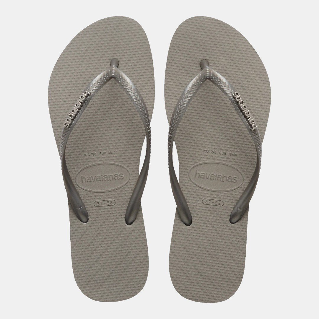 Chinelo Havaianas Slim Logo Metallic Cinza