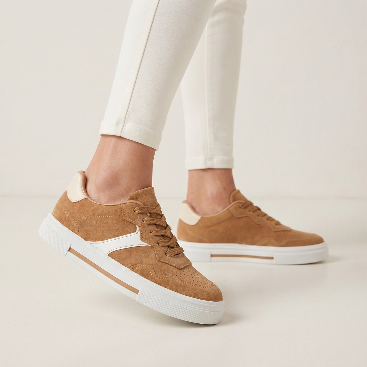 Tênis Beira Rio Casual Feminino Camurça Caramelo Bege 3