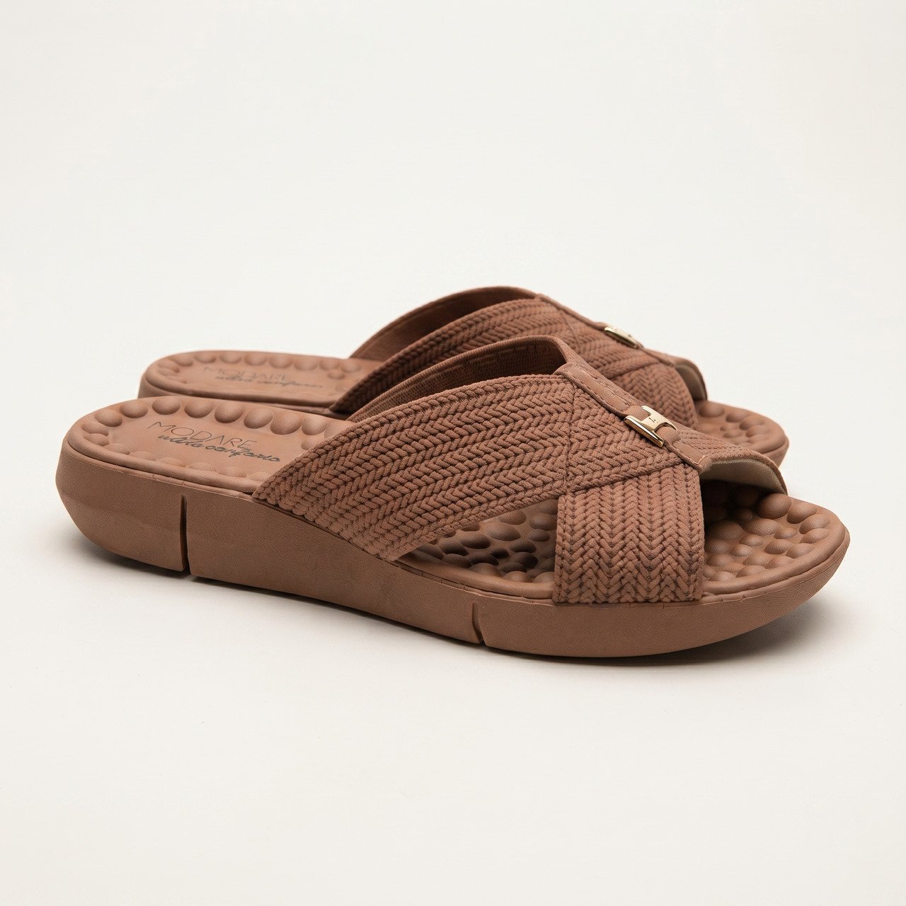Chinelo Modare Slide Marrom Bege 2