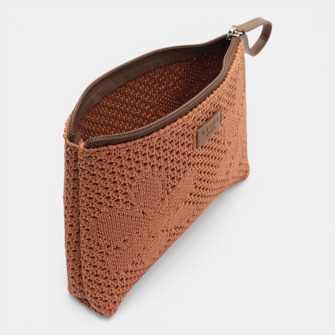Clutch Arezzo Brizza Caramelo Bege 2