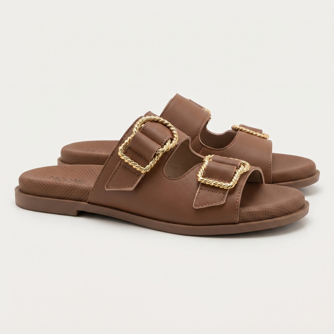 Papete Slide Feminina Modare Marrom Bege 3