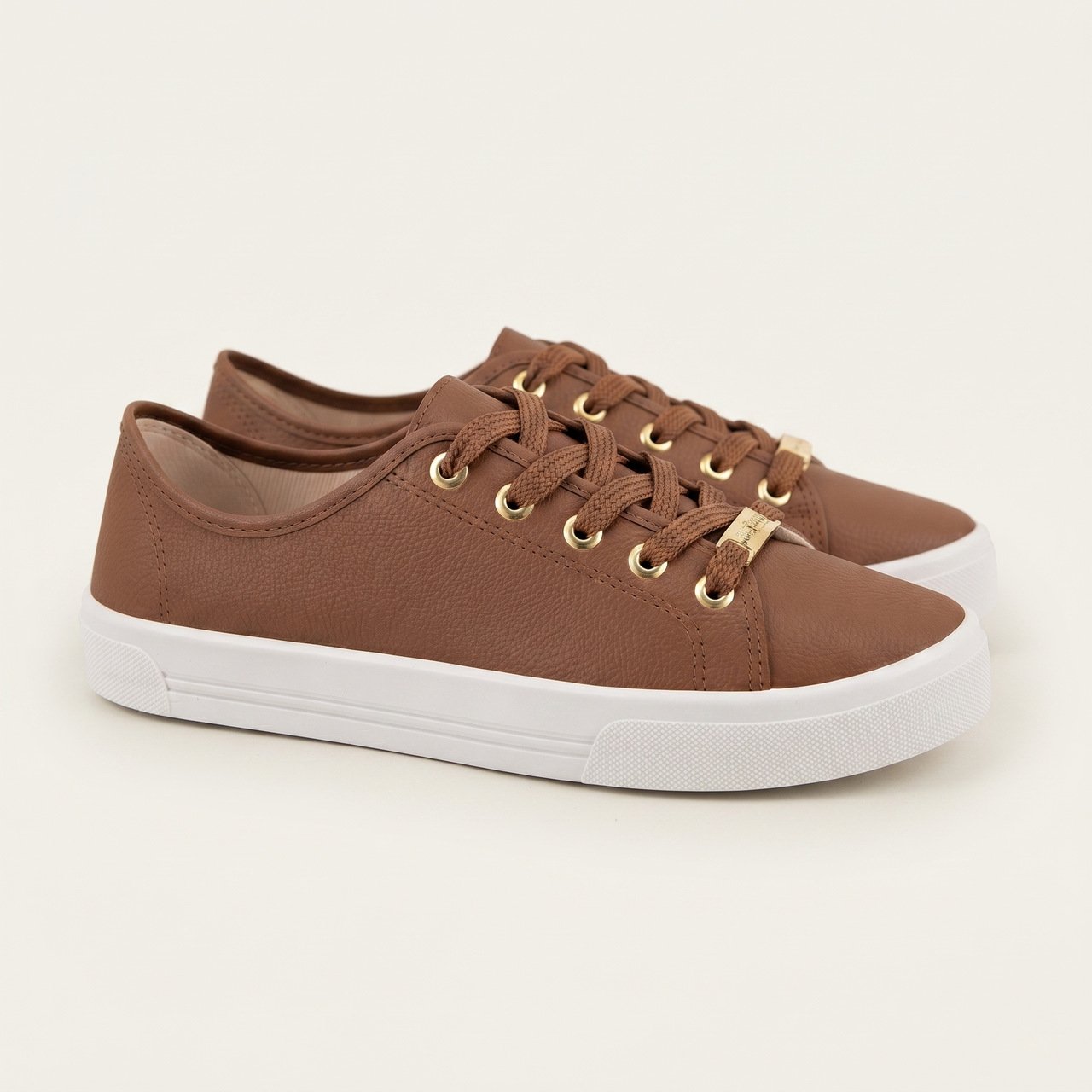 Tênis Feminino Casual Moleca Marrom Bege 3