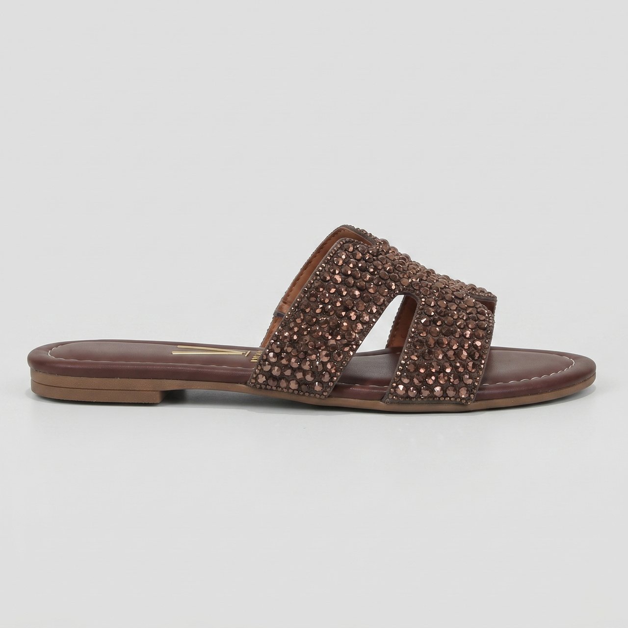 Rasteira Feminina Vizzano Com Strass Marrom