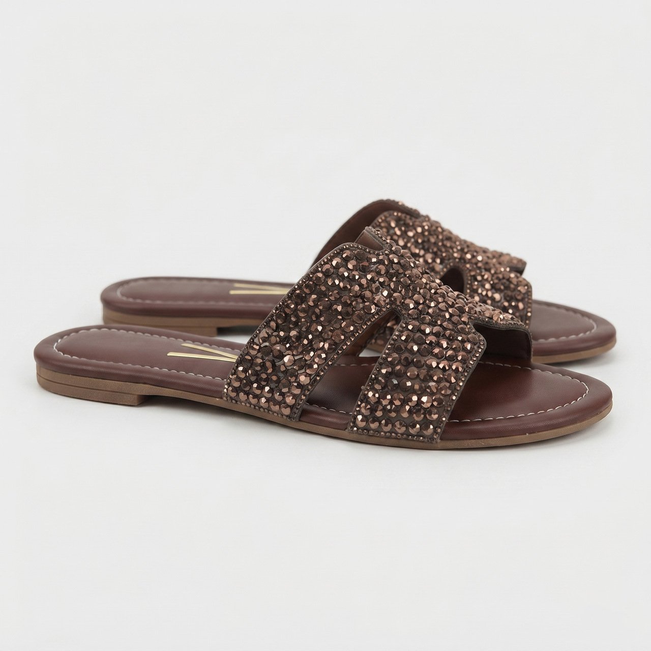 Rasteira Feminina Vizzano Com Strass Marrom Marrom 3