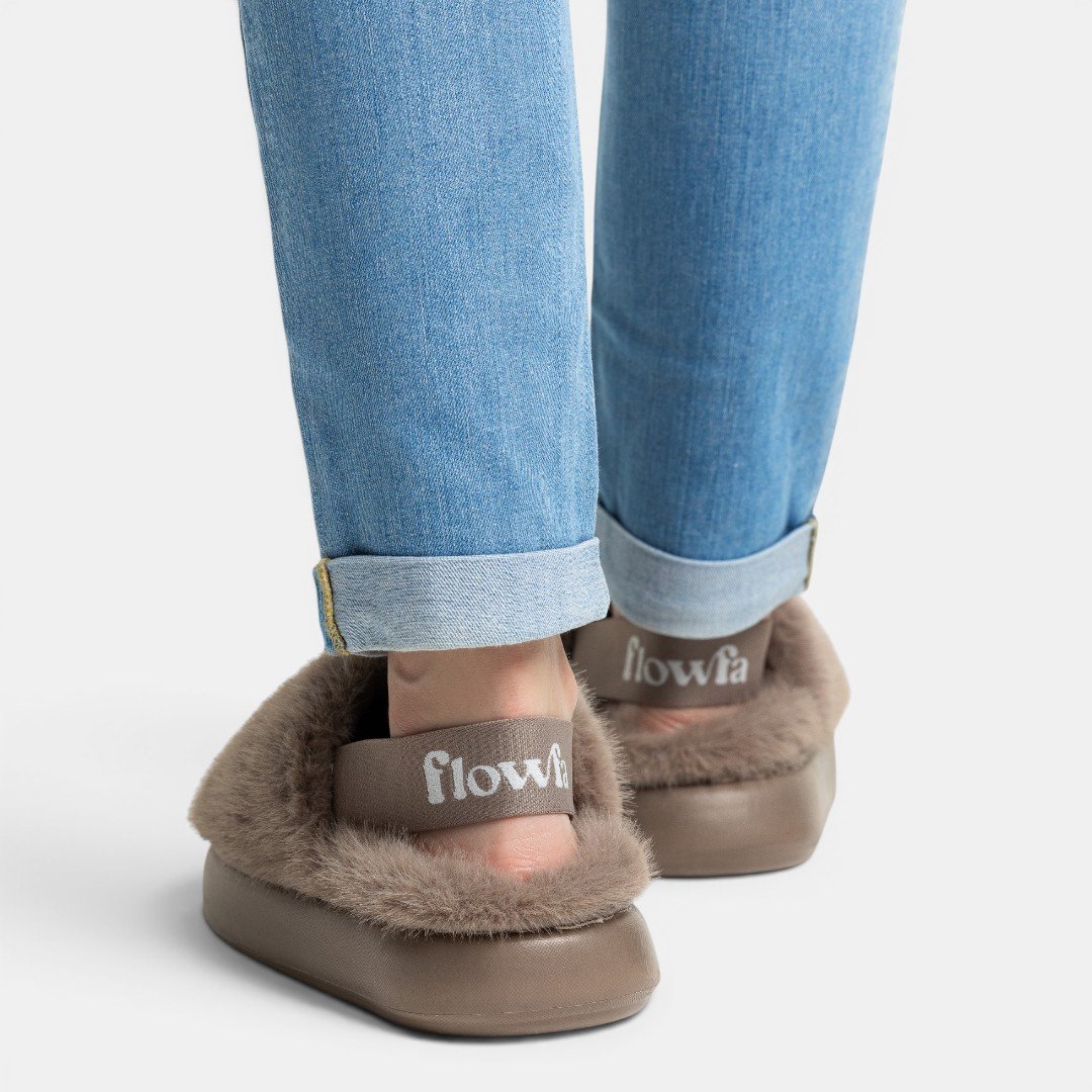 Pantufa Flowfa Ariana Marrom Claro Bege 2
