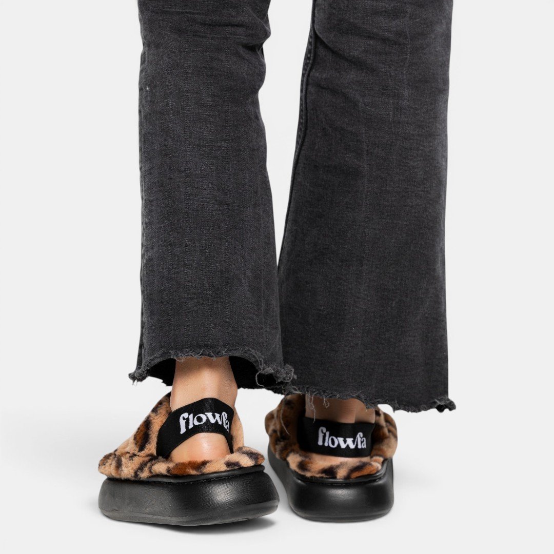 Pantufa Flowfa Kelly Onça Bege 4