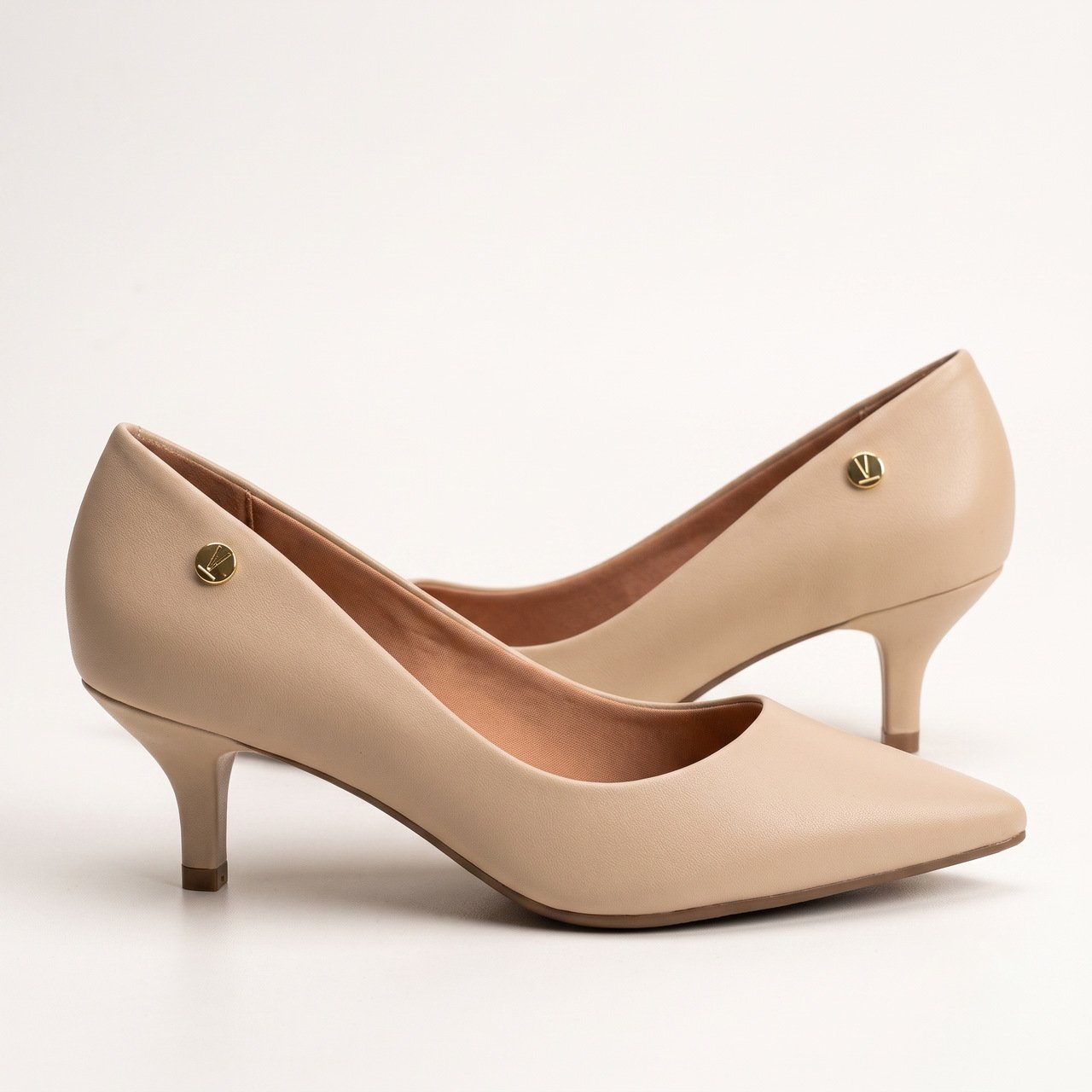 Scarpin Vizzano Salto Baixo Bege Bege 3