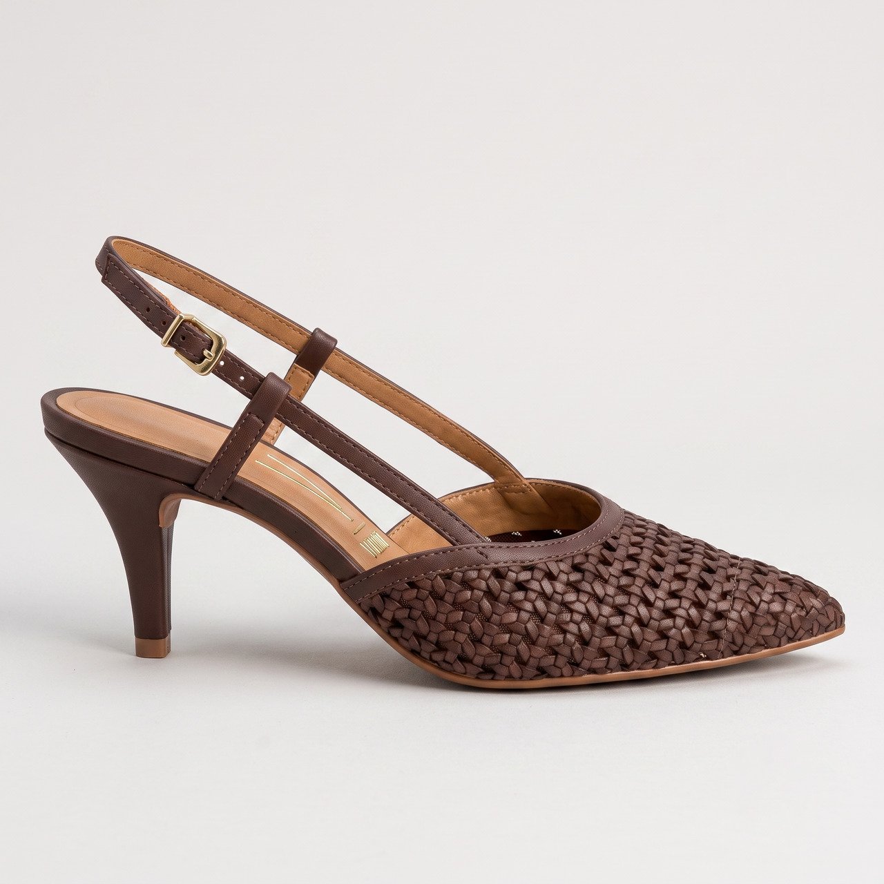 Scarpin Slingback Vizzano Tramado Marrom