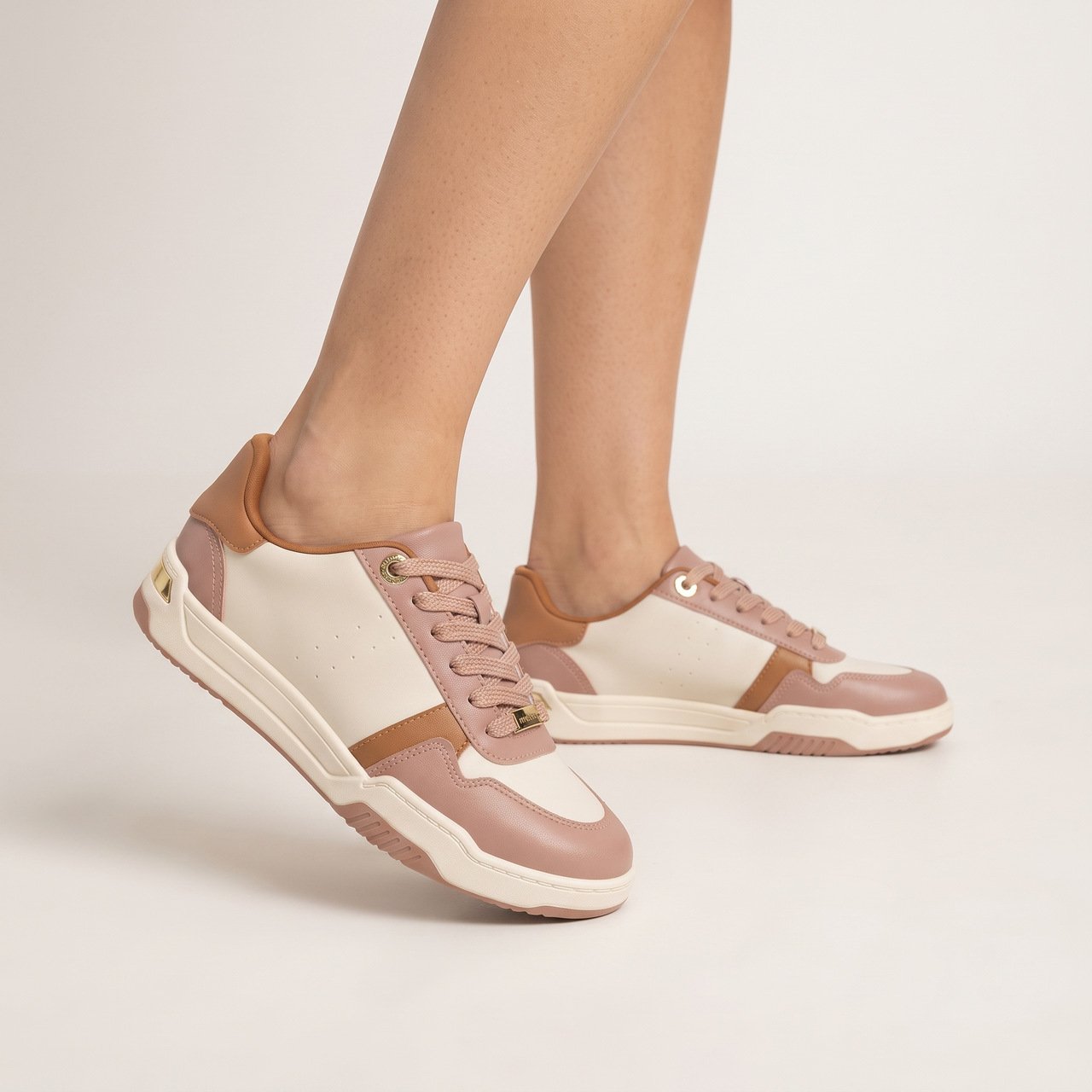 Tênis Moleca Casual Feminino Off White com Nude Branco 3