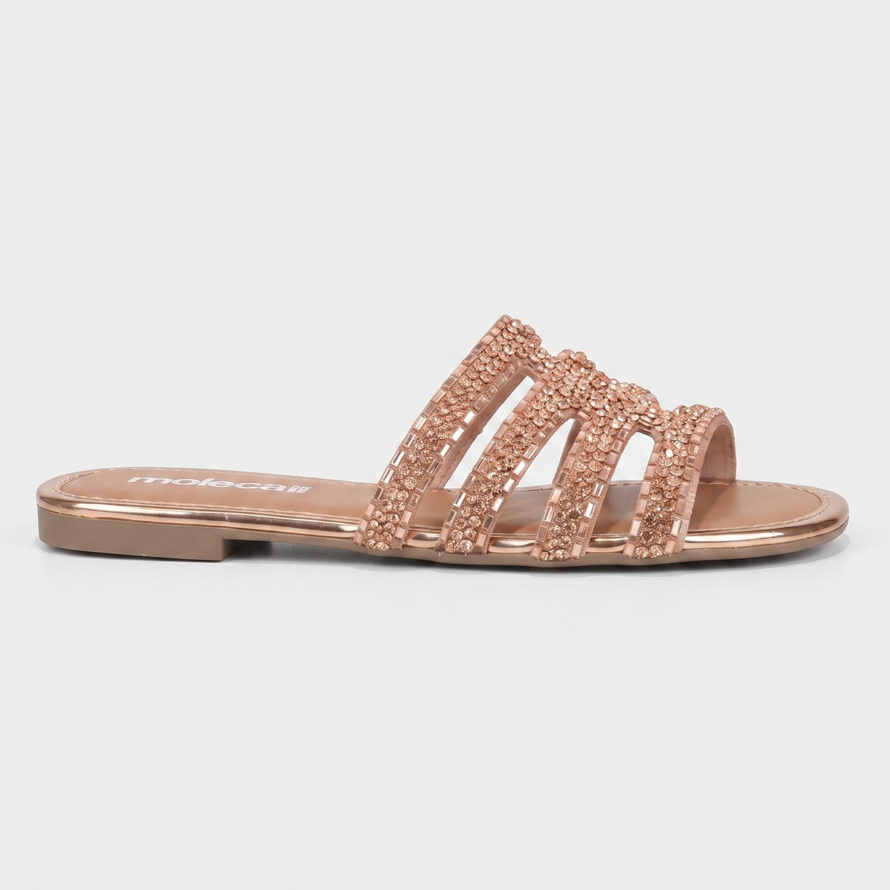 Rasteira Moleca Slide Com Strass Nude