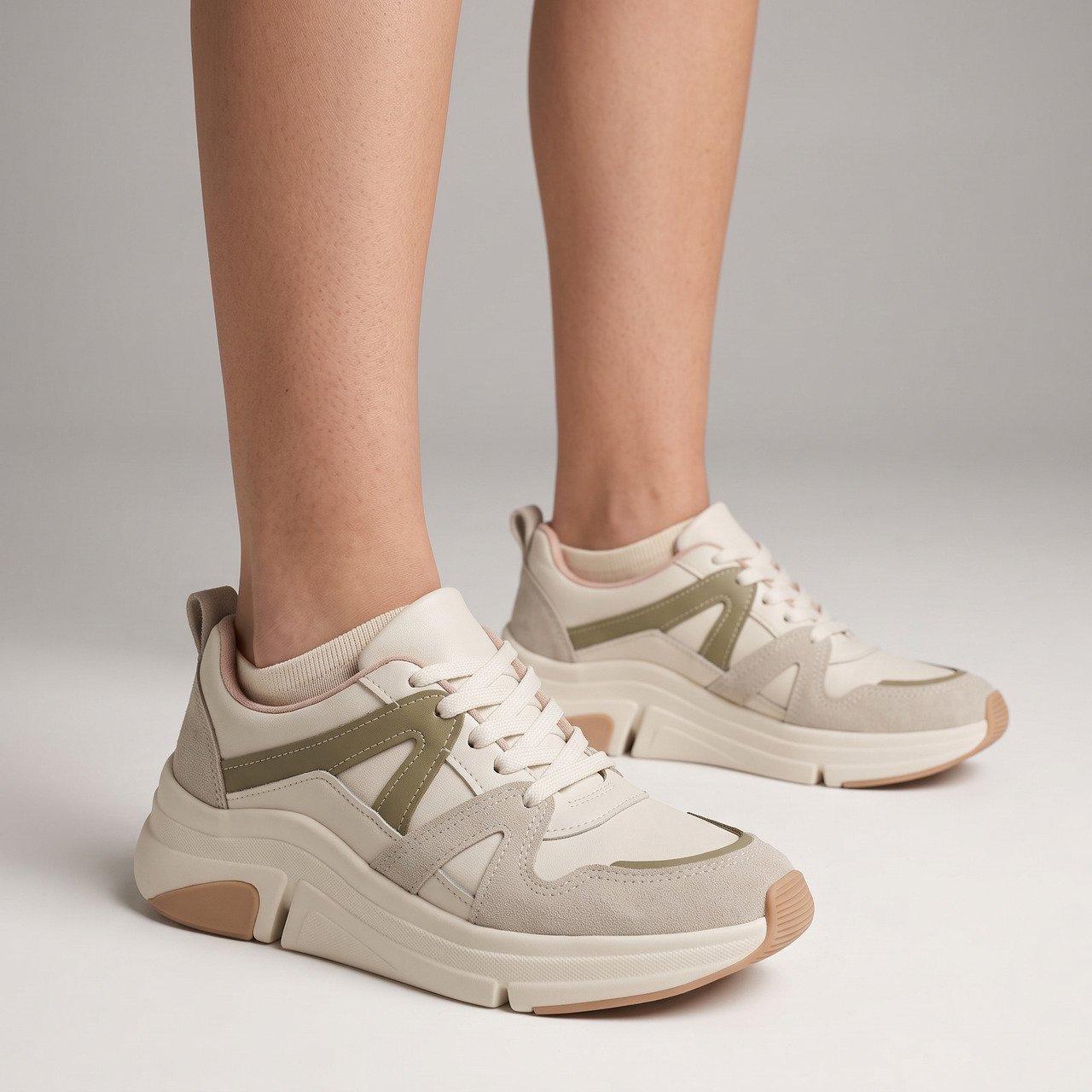 Tênis Feminino Modare Casual Off White com Verde Branco 2