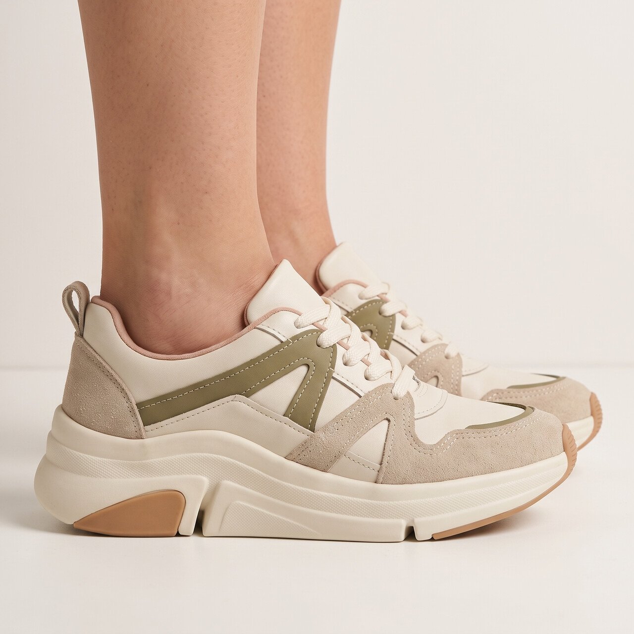 Tênis Feminino Modare Casual Off White com Verde Branco 3