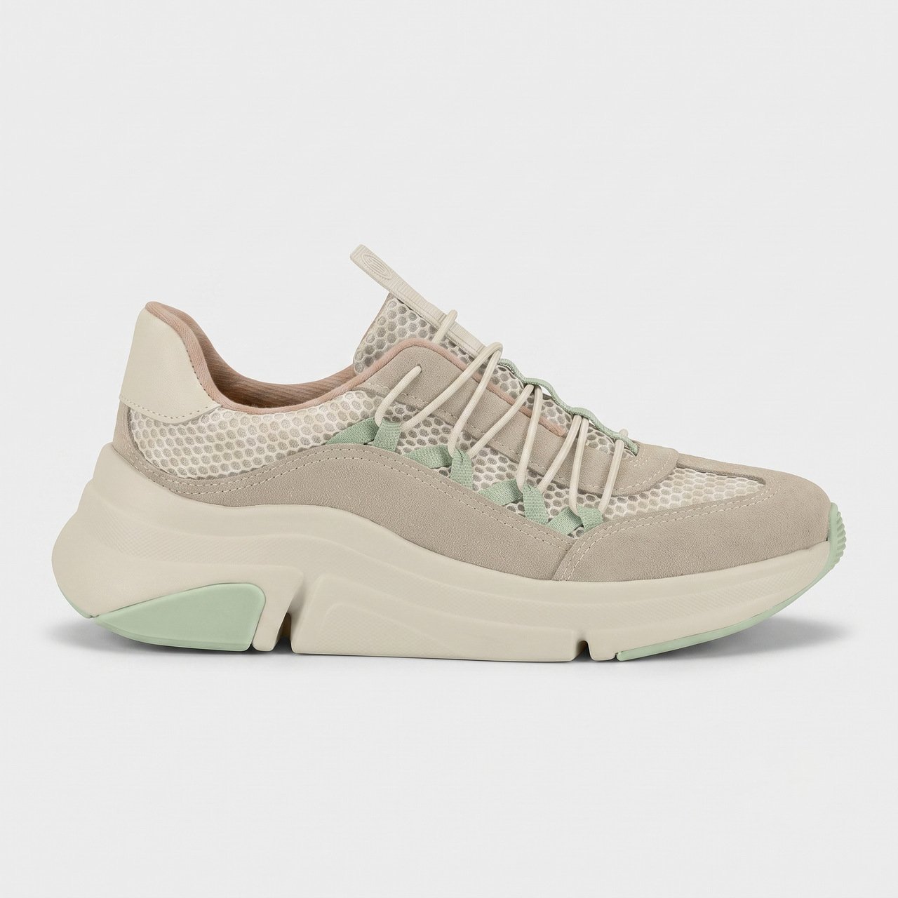 Tênis Feminino Modare Knit Off White com Verde