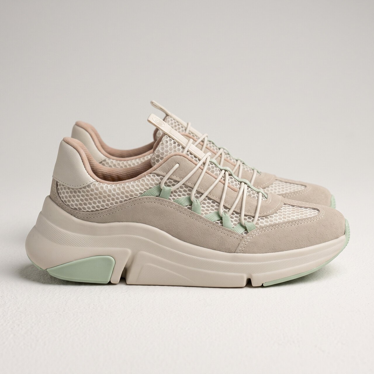 Tênis Feminino Modare Knit Off White com Verde Branco 3