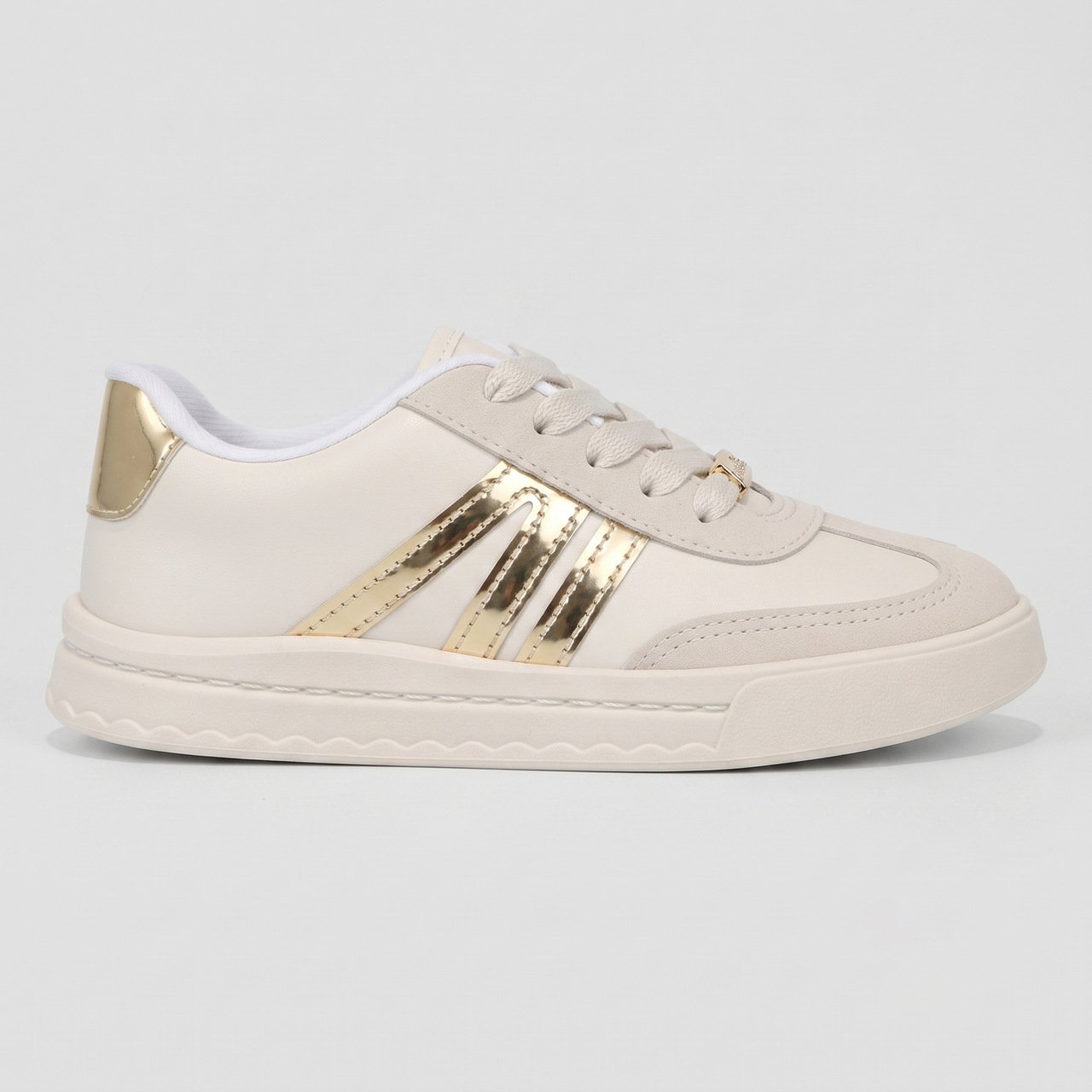 Tênis Molekinha Feminino Infantil Off White com Dourado