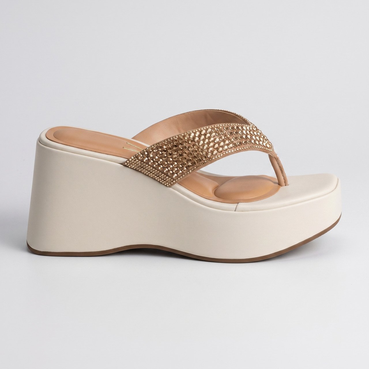 Tamanco Vizzano Plataforma Com Strass Off White
