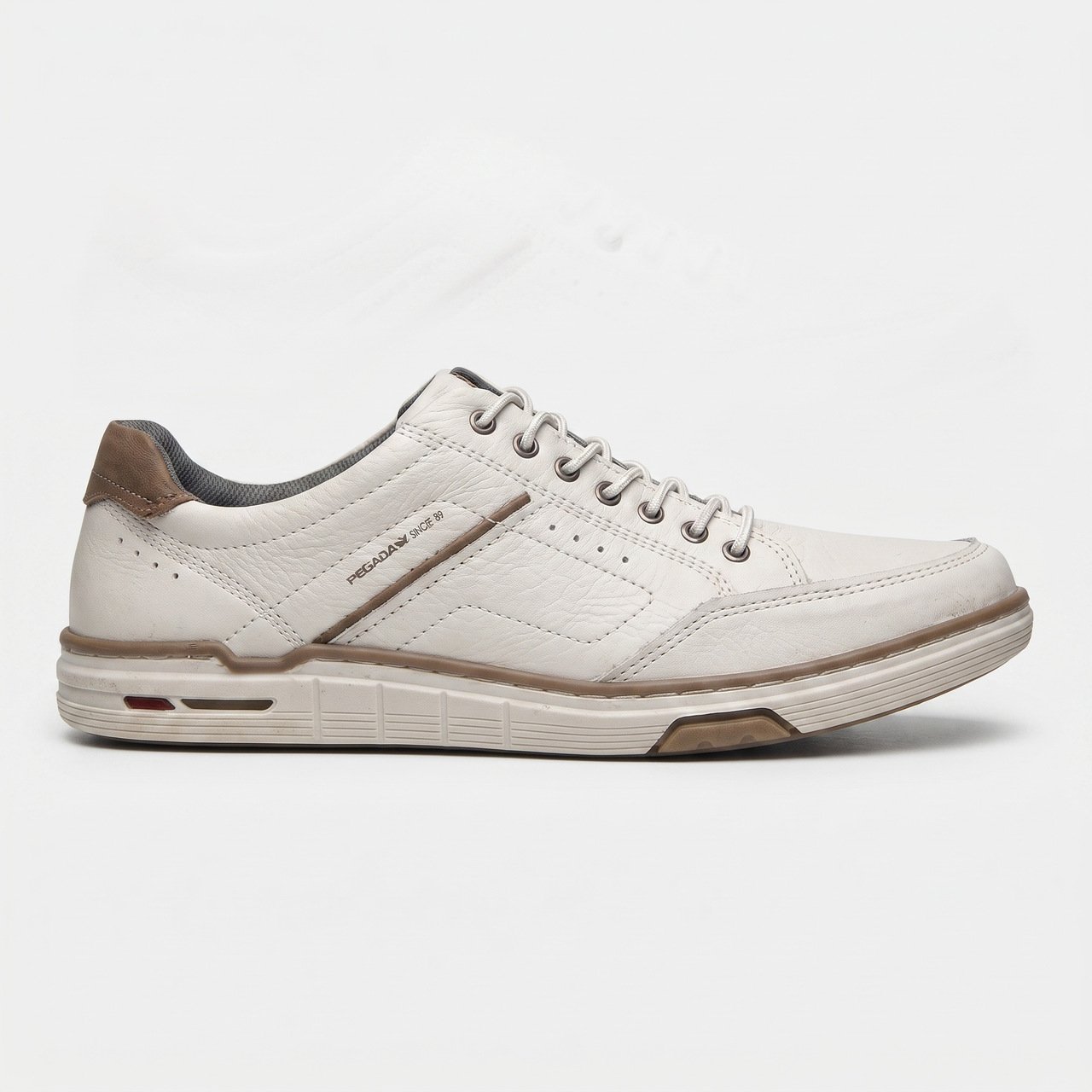 Tênis Pegada Casual Masculino Em Couro Off White