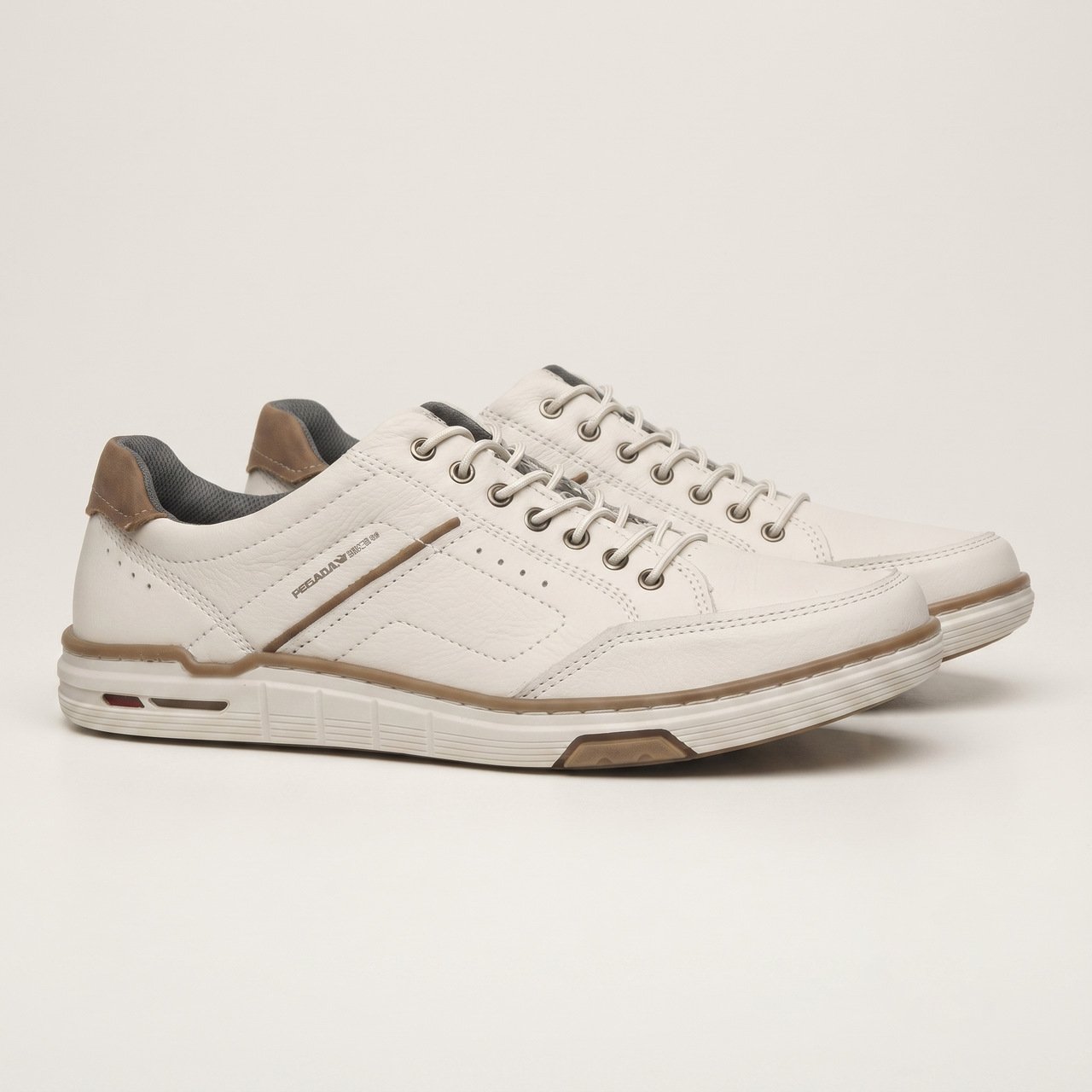 Tênis Pegada Casual Masculino Em Couro Off White Branco 2