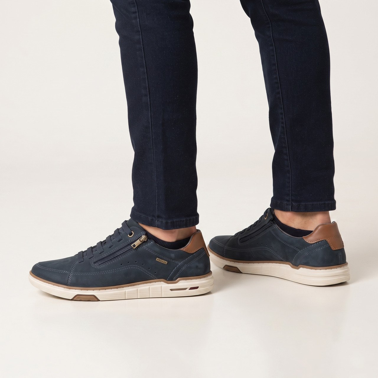 Tênis Pegada Casual Masculino Em Couro Azul Marinho Azul 2