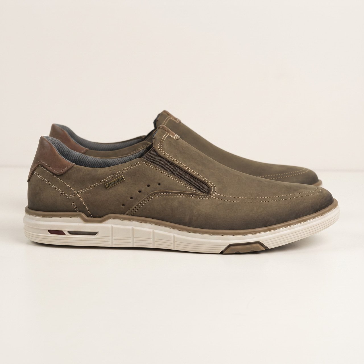 Tênis Pegada Casual Masculino Em Couro Slip On Marrom Marrom 3