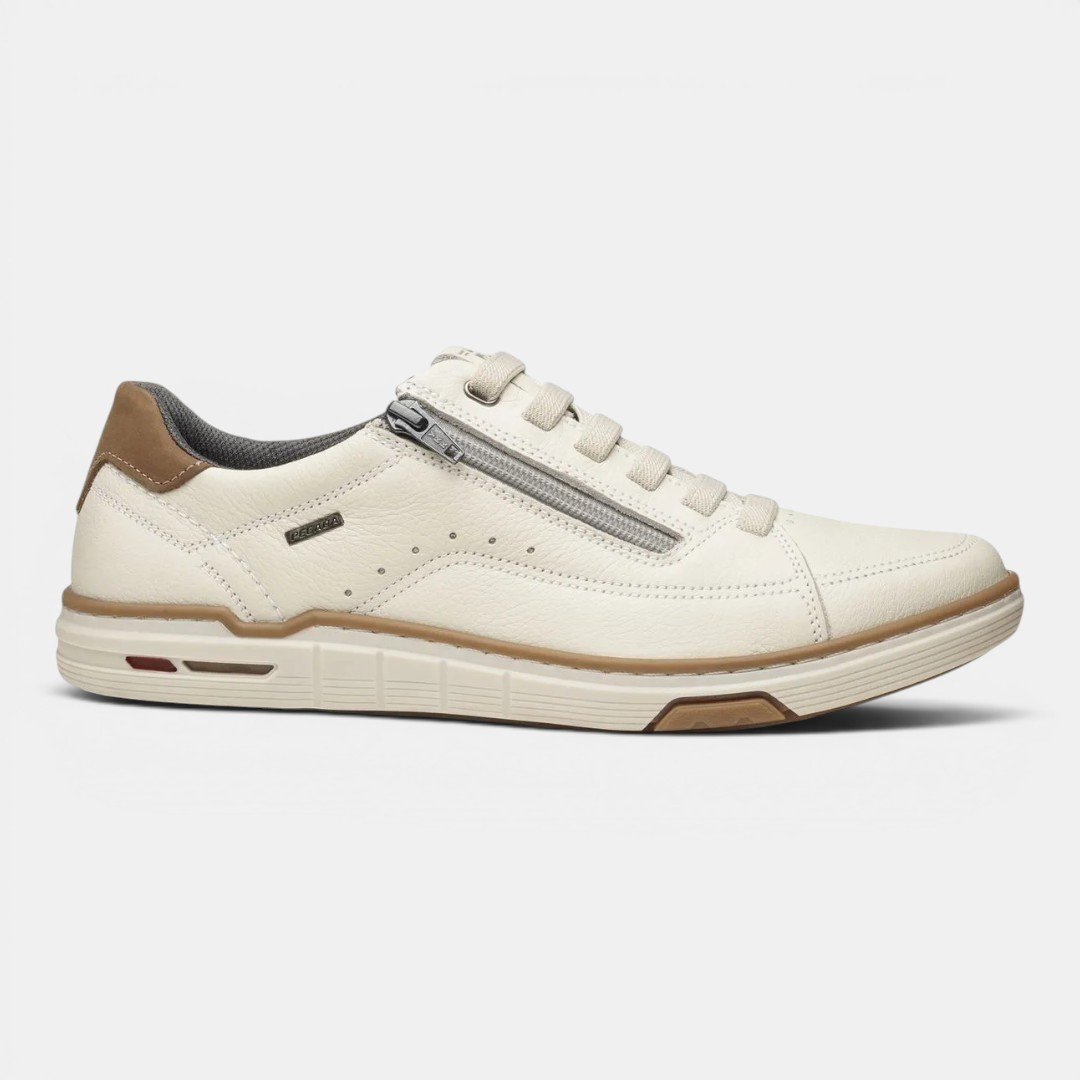Tênis Pegada Casual Masculino Em Couro Off White