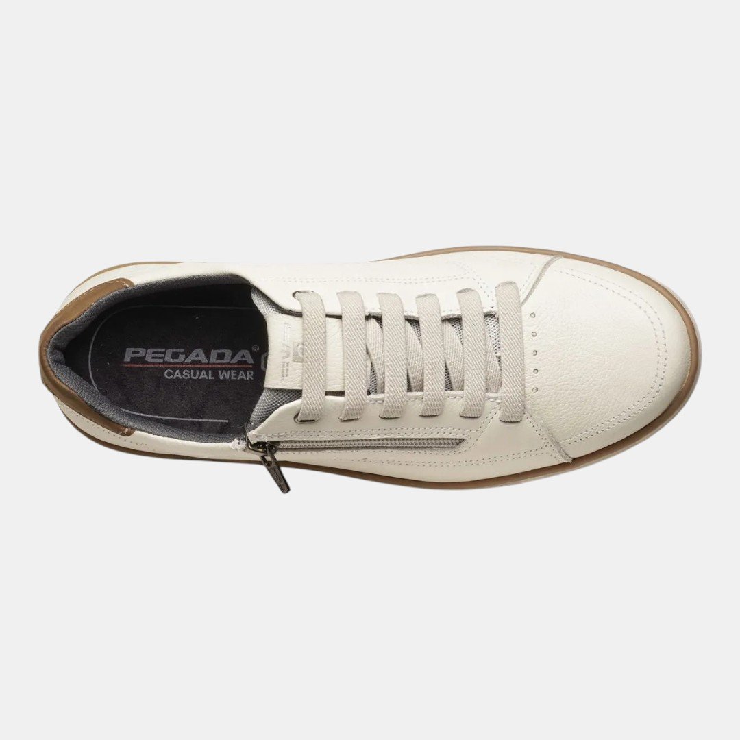 Tênis Pegada Casual Masculino Em Couro Off White Branco 5