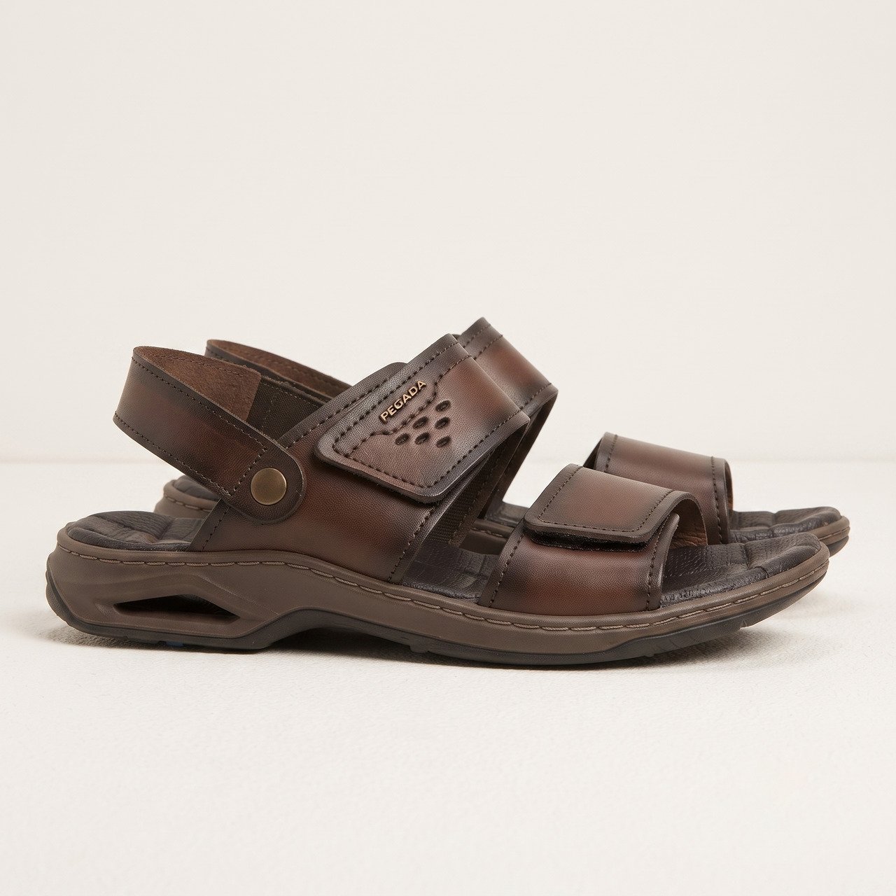 Sandália Masculina Pegada Em Couro Marrom Marrom 3