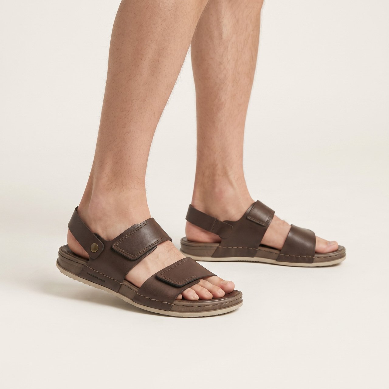 Sandália Masculina Pegada Em Couro Marrom Marrom 2