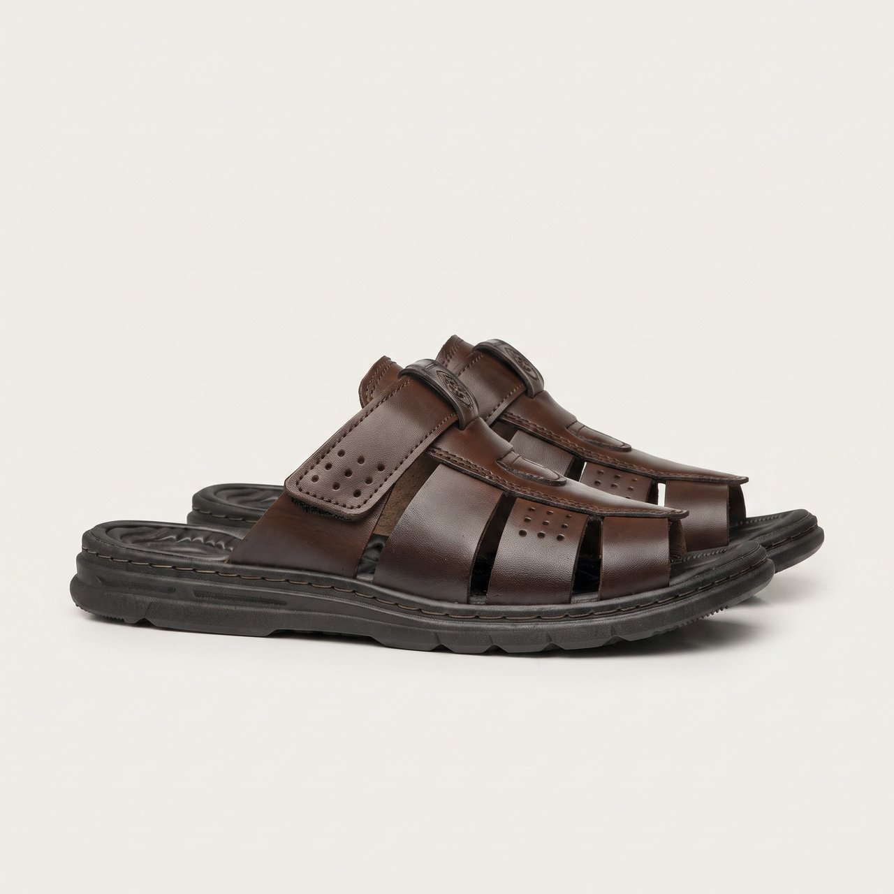 Chinelo Masculino Pegada Em Couro Marrom Marrom 2