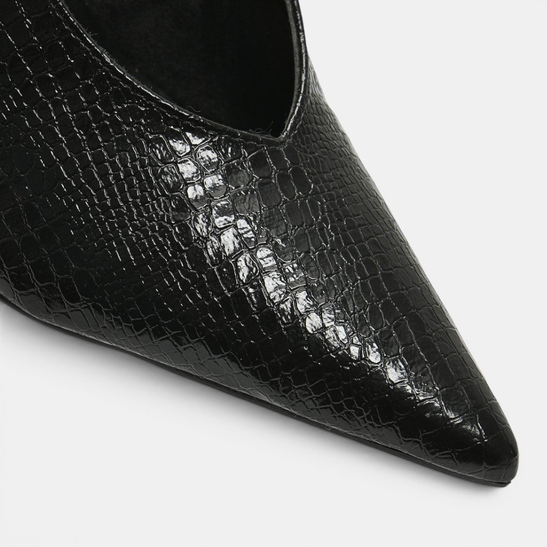 Scarpin Slingback Via Marte Croco Preto Preto 4