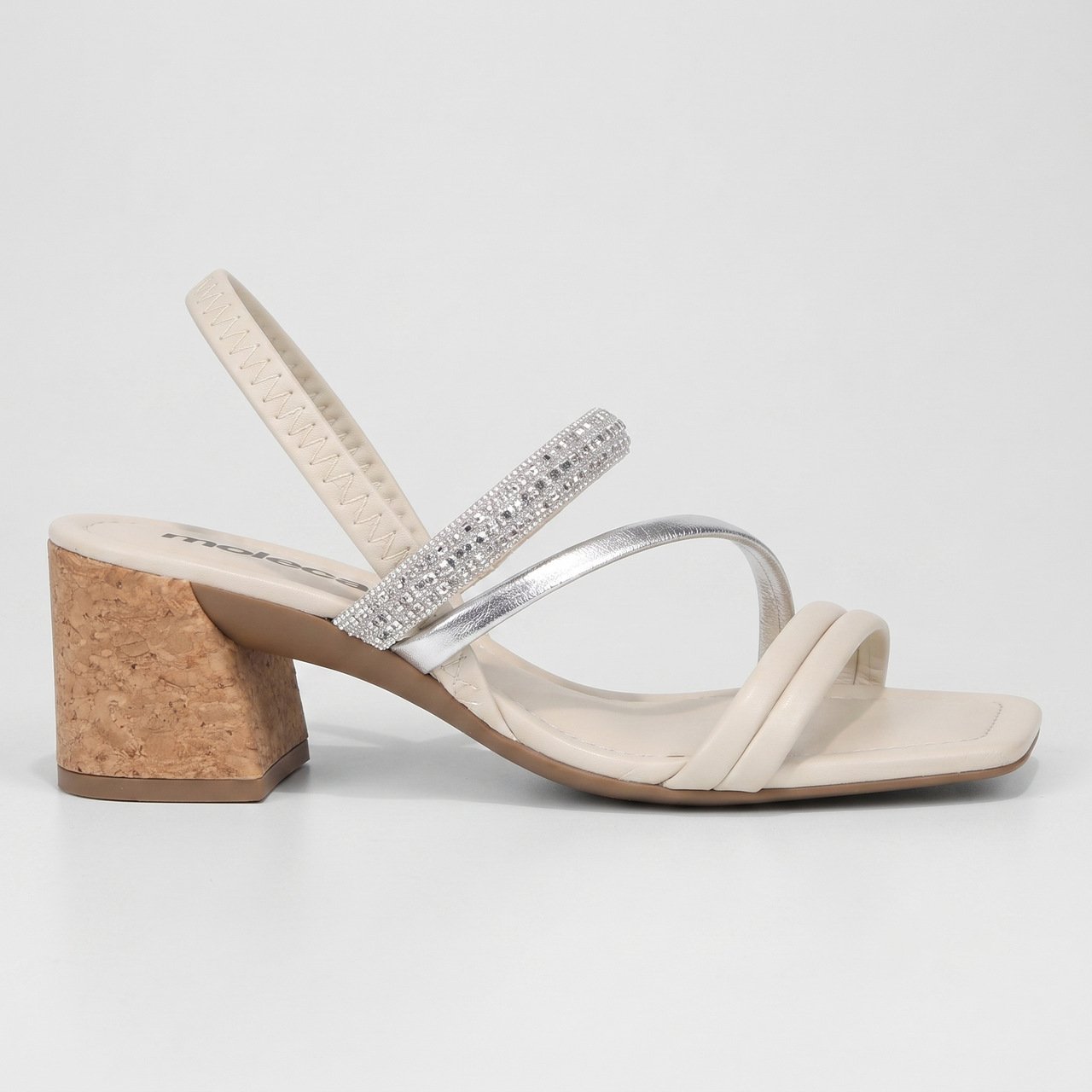 Sandália Feminina Moleca Salto Bloco Off White