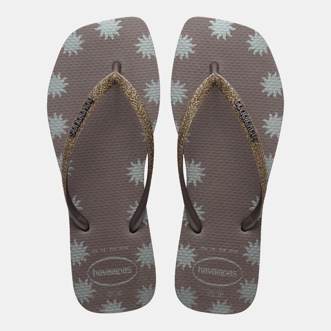 Chinelo Havaianas Slim Square Glitter Contour Cinza