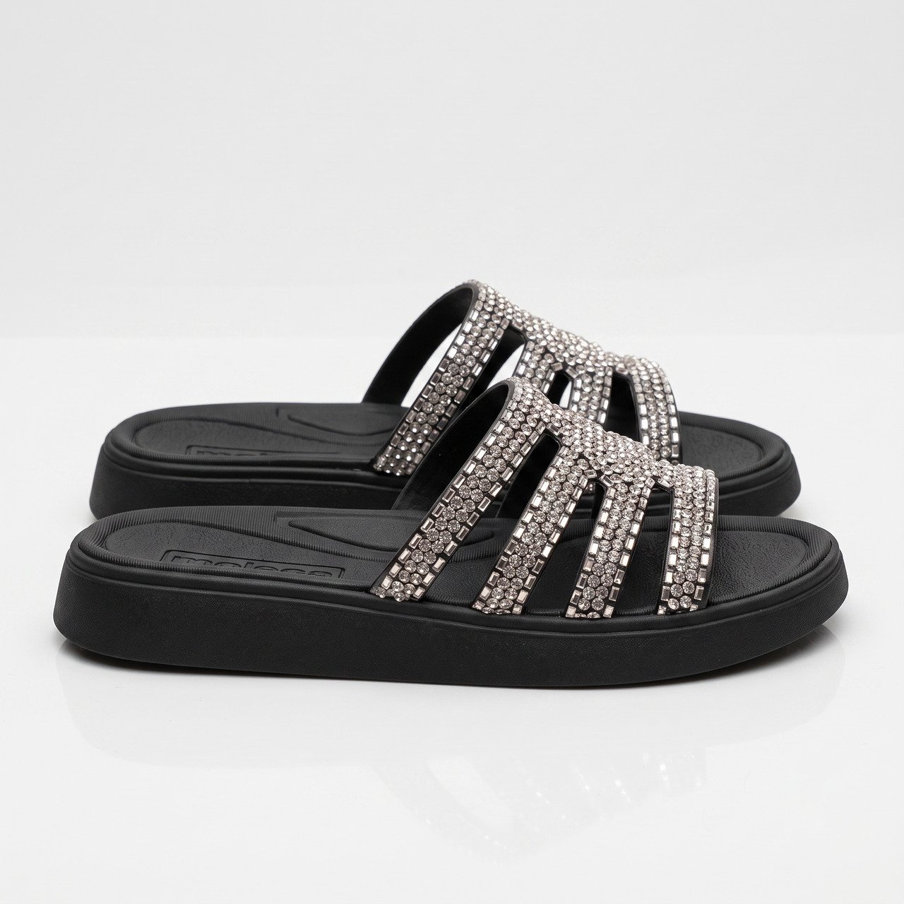 Papete Feminina Moleca Com Strass Preta Preto 2