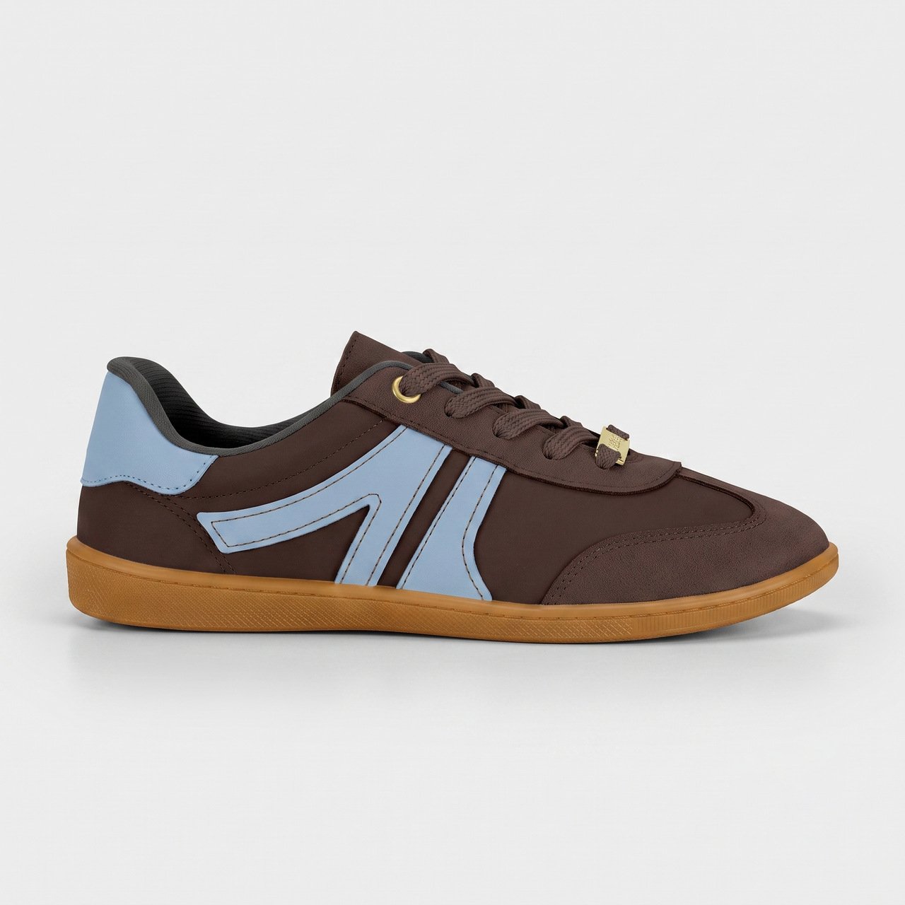 Tênis Moleca Casual Feminino Marrom com Azul Claro