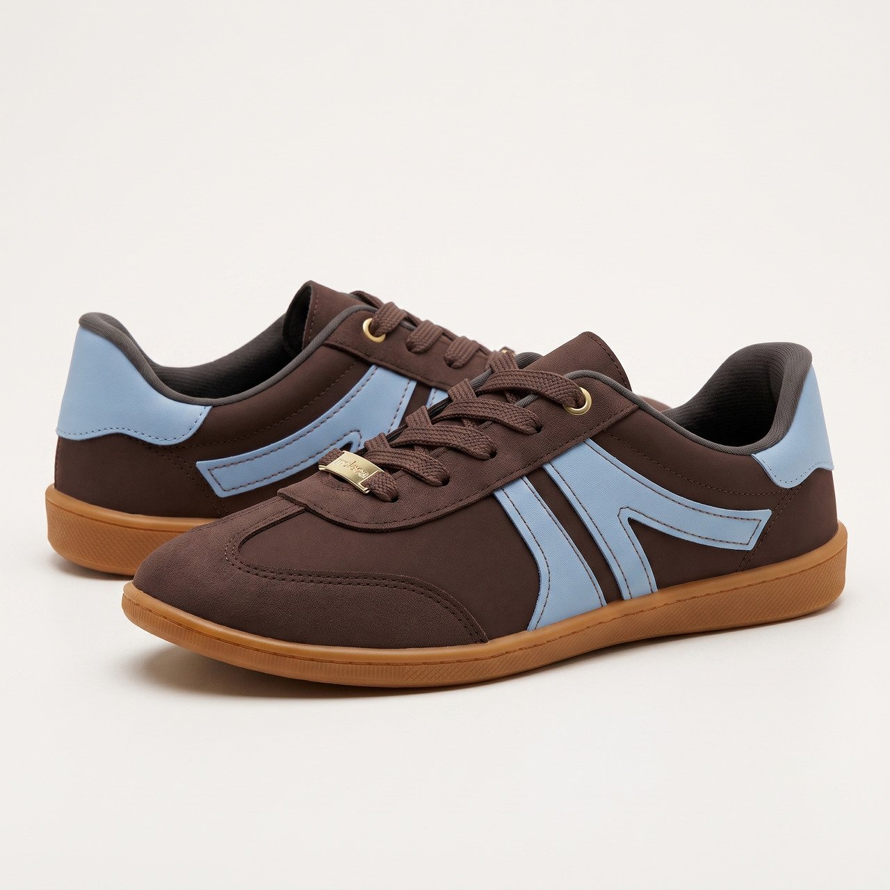 Tênis Moleca Casual Feminino Marrom com Azul Claro Marrom 3