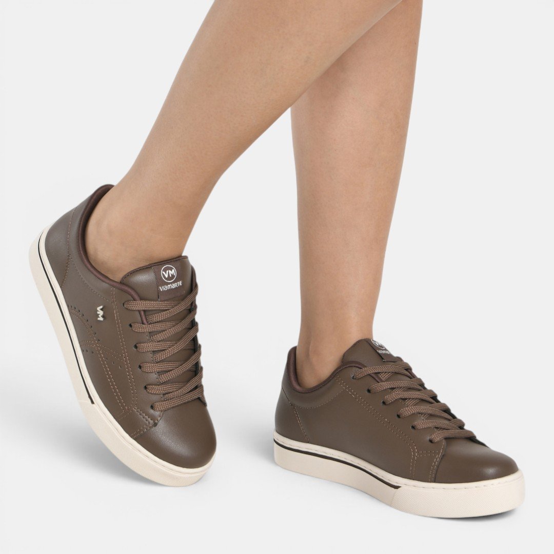 Tênis Via Marte Casual Feminino Marrom Bege 3