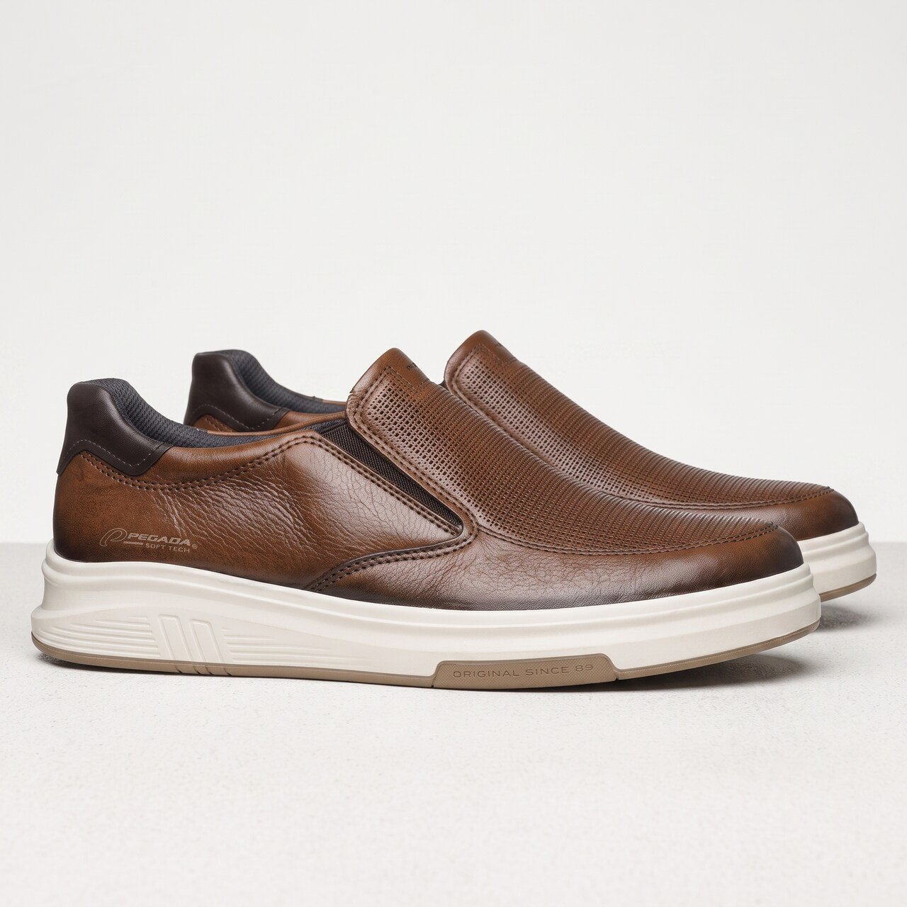 Tênis Casual Slip On Pegada Masculino Em Couro Marrom Marrom 3