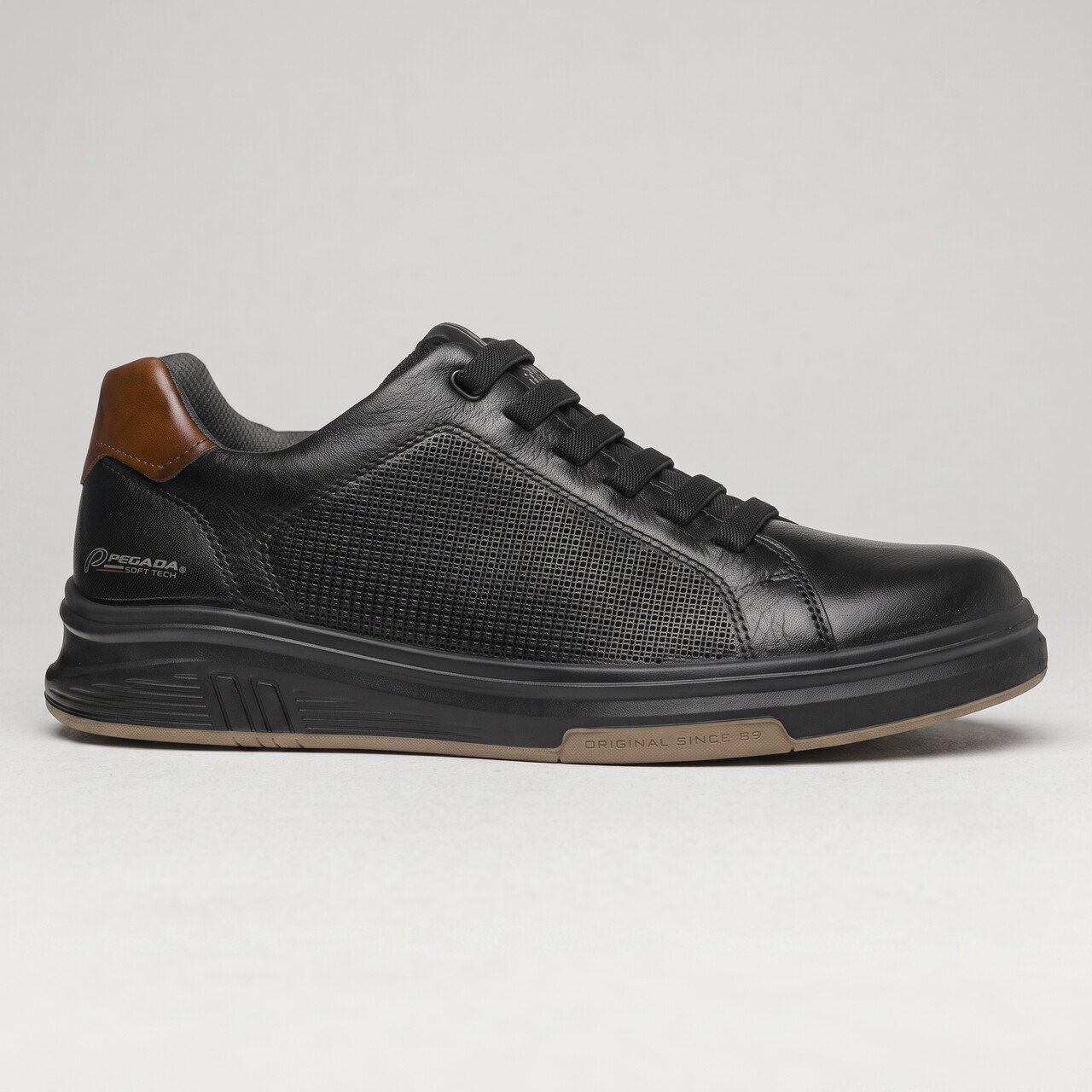 Tênis Pegada Casual Masculino Em Couro Preto