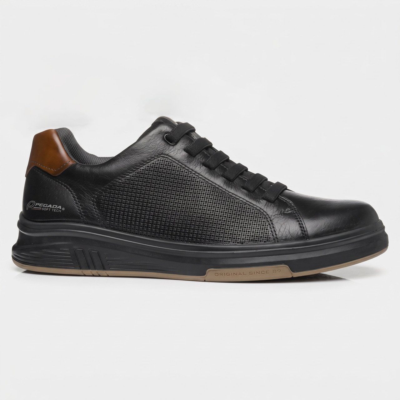 Tênis Pegada Casual Masculino Em Couro Preto Preto 3
