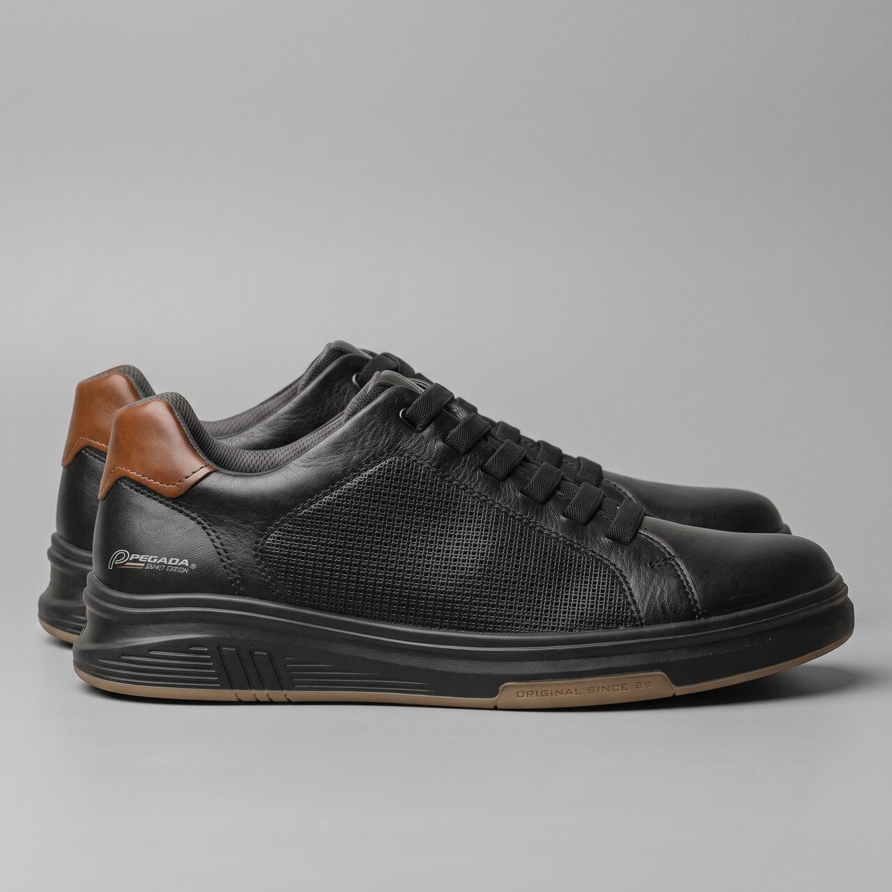 Tênis Pegada Casual Masculino Em Couro Preto Preto 4