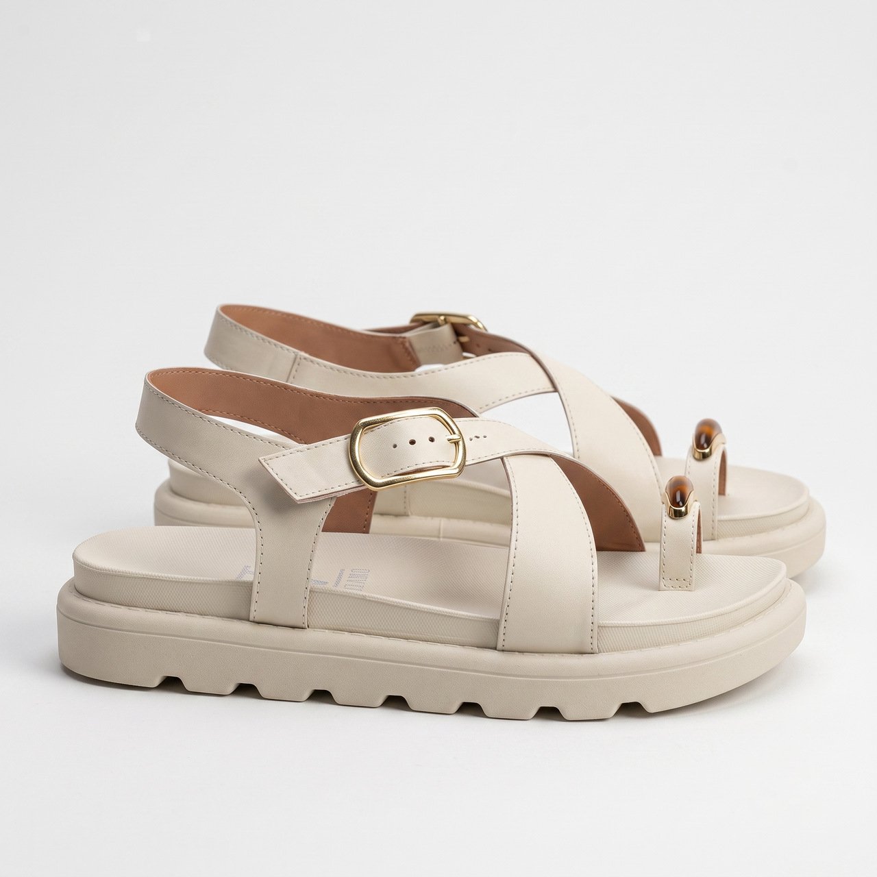 Sandália Papete Feminina Vizzano Off White Branco 3