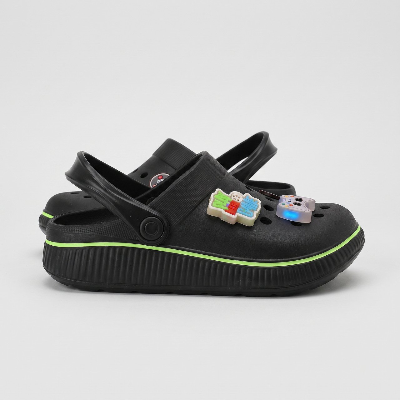 Babuche Infantil Molekinho Com Luz Preto Preto 2