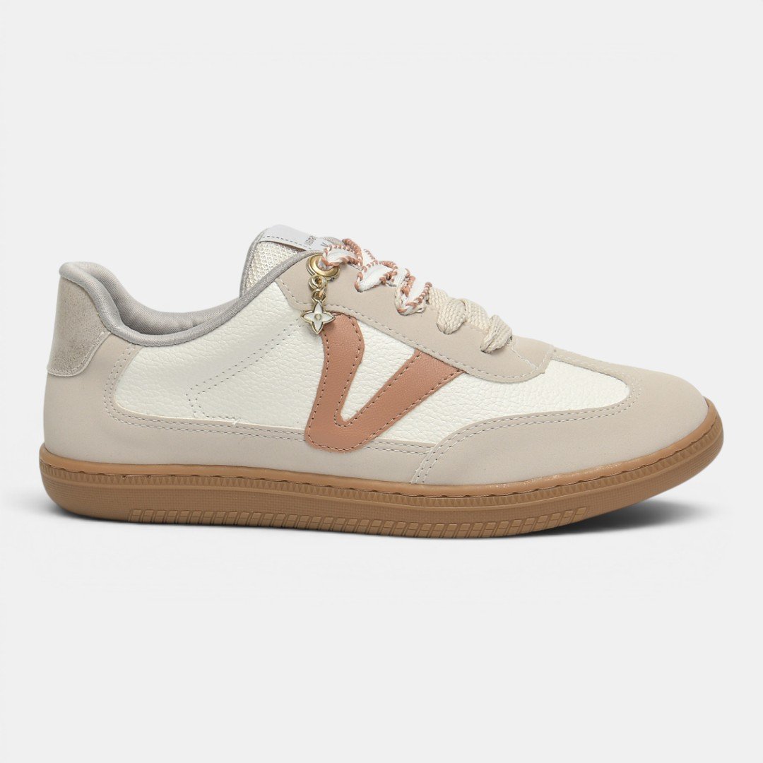 Tênis Via Marte Casual Feminino Bege com Pêssego