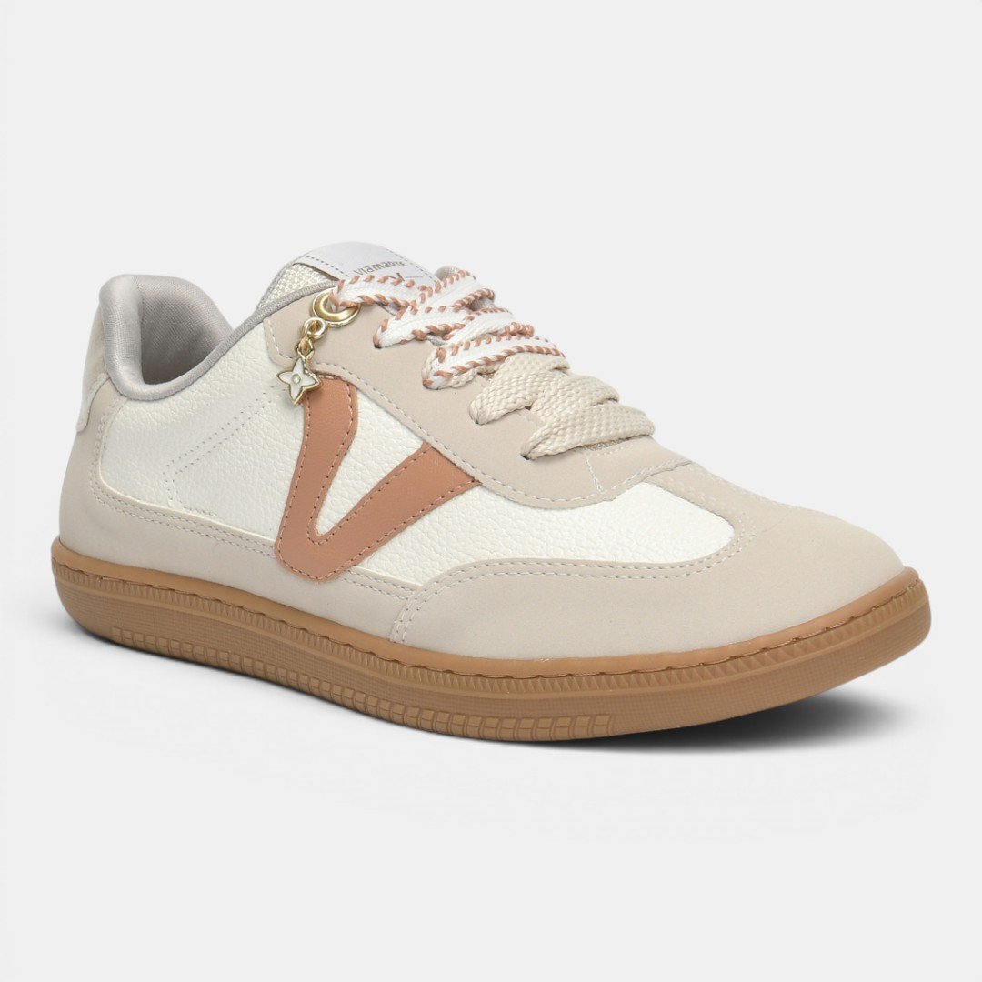 Tênis Via Marte Casual Feminino Bege com Pêssego Bege 2