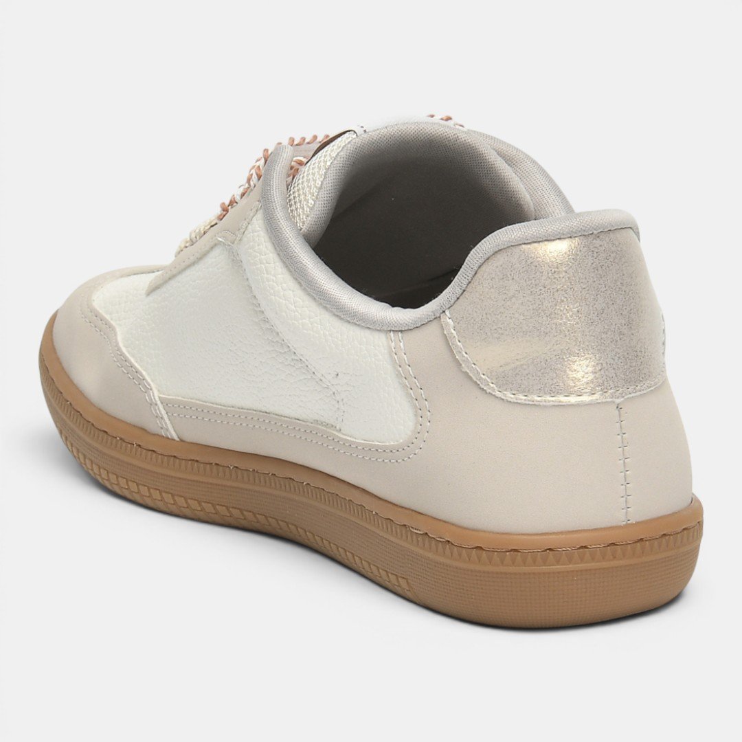 Tênis Via Marte Casual Feminino Bege com Pêssego Bege 4