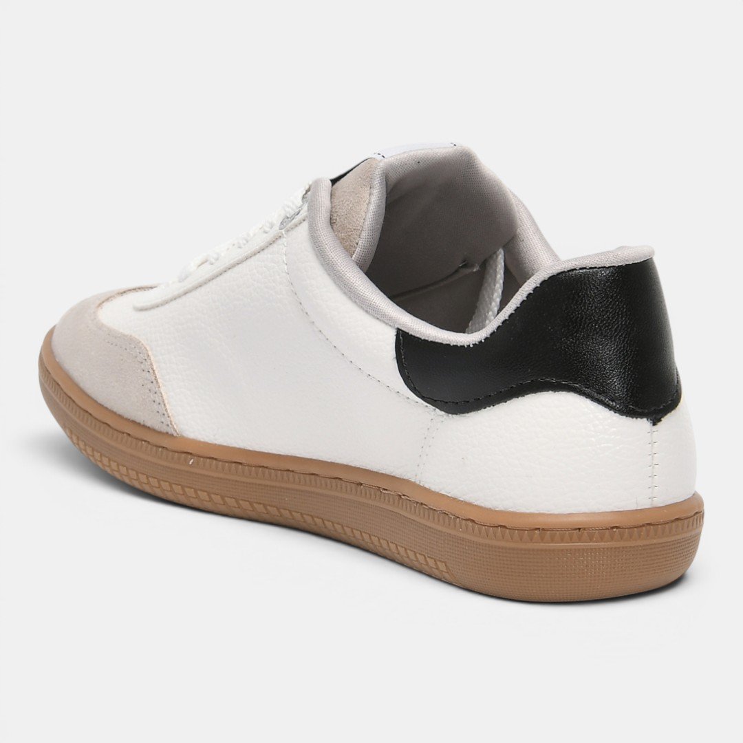 Tênis Feminino Via Marte Branco com Preto Branco 3